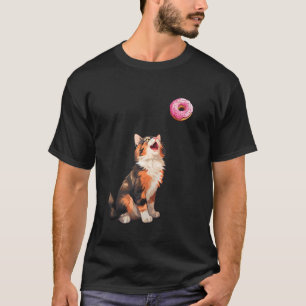 Calico Cat Staring At Doughnut, Funny Calico Cat T-Shirt