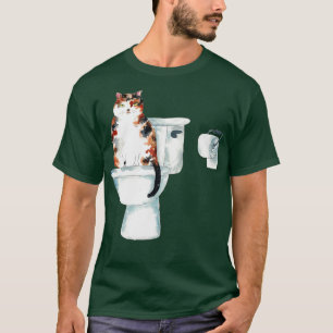 Calico cat toilet Painting T-Shirt