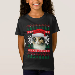 Calico Cat Ugly Christmas Sweater Style Santa Hat