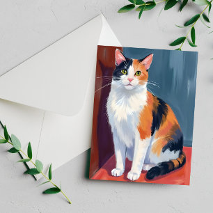 Calico Cat Watercolor Pretty Kitten Cat Pet Card
