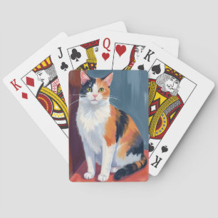Calico Cat   Watercolor Pretty Kitten Cat Pet Playing Cards