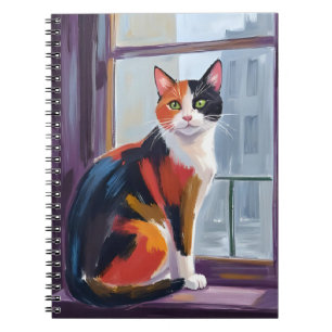 Calico Cat Watercolor Windowsill Pet Notebook