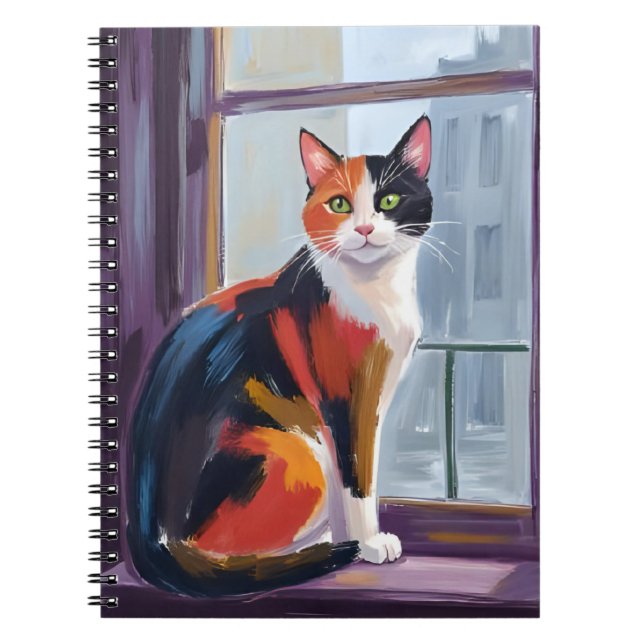 Calico Cat | Watercolor Windowsill Pet Notebook (Front)