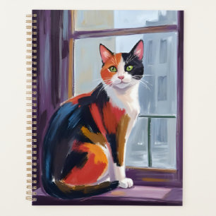Calico Cat Watercolor Windowsill Pet Planner