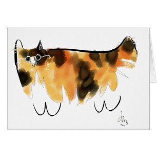 Calico cat with eyeglasses