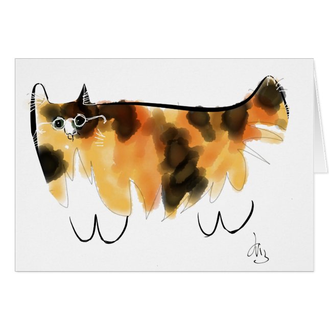 Calico cat with eyeglasses (Front Horizontal)