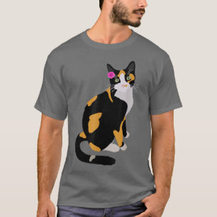 Calico Cat With Pink Flower, Calico Mum, Cat Lover T-Shirt