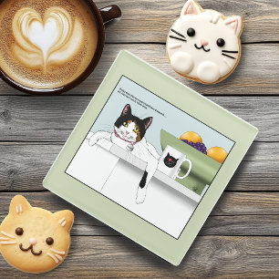 Calico Catitude Cat Kitchen Glass Coaster