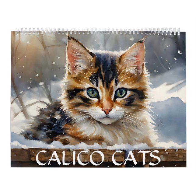 Calico Cats Watercolor Art 12-Month 2025 Calendar (Cover)