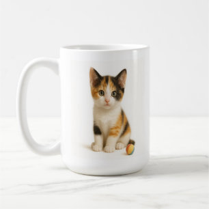 Calico Curiosity – Kitten with Colour Pop Ball Coffee Mug