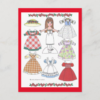 Calico Girl Betsy Old-Fashioned Paper Doll Postcard