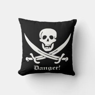 Calico Jack Pirate Flag Skull and Cutlass Warning Cushion