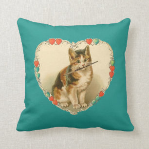 Calico Kitten in Heart Cushion