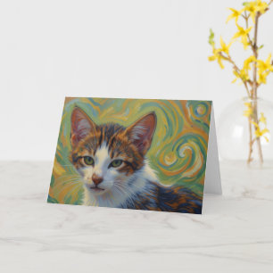 Calico Kitten Whimsical Art Note Card