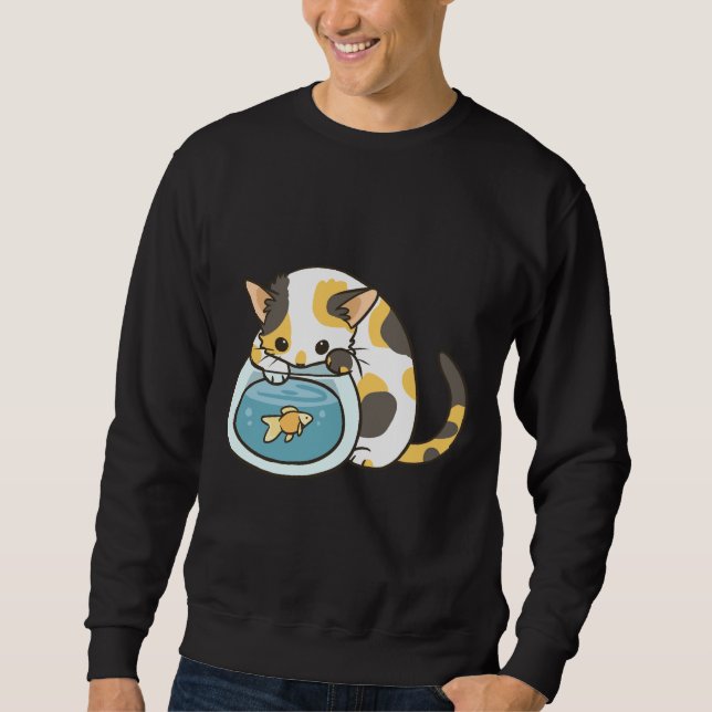 Calico Kitty And Goldfish Sweatshirt (Front)