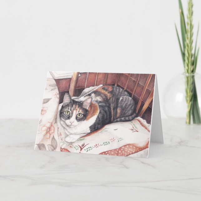 Calico Kitty Art Greeting Card (Front)