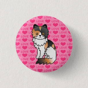 Calico Persian Cat Love 3 Cm Round Badge