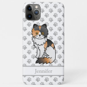 Calico Persian Cute Cartoon Cat & Name Case-Mate iPhone Case