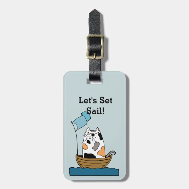 Calico Pirate Cat Luggage Tag (Front Vertical)