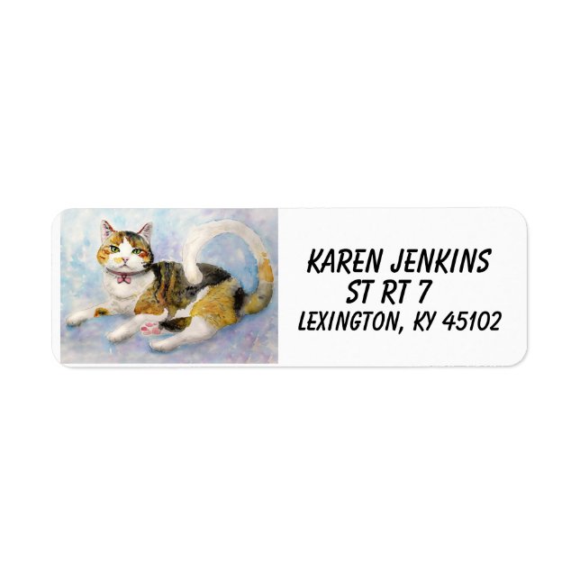 CALICO TORIE CAT RETURN ADDRESS LABELS (Front)
