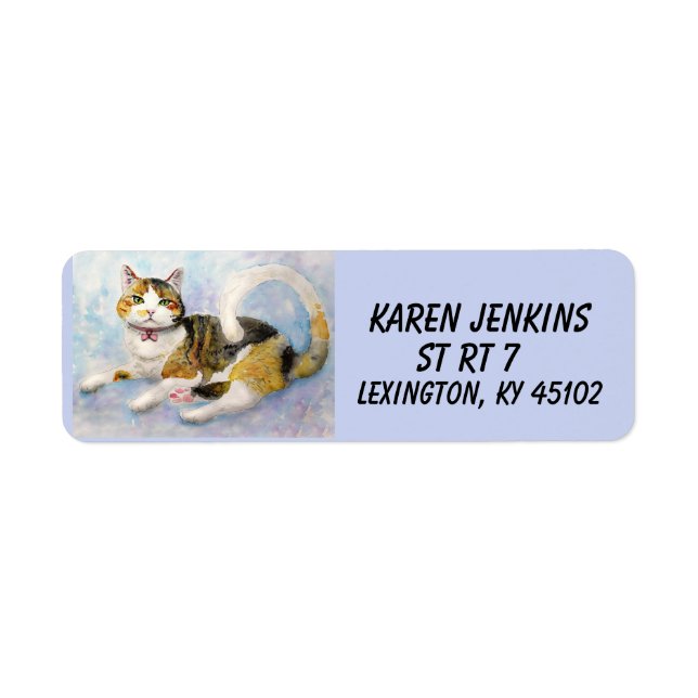 CALICO TORTIE CAT RETURN ADDRESS LABELS (Front)