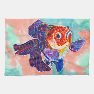 Calico Veiltail Goldfish kitchen/hand towel