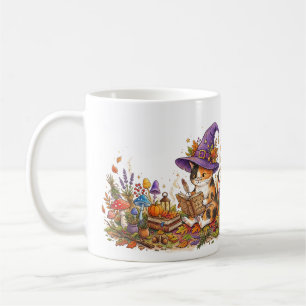 Calico Witch Cat Deciphering Spells - Magic Forest Coffee Mug