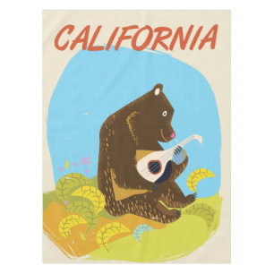 Californai Bear vintage cartoon travel poster Tablecloth