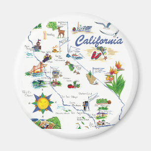 Californai Map round magnet