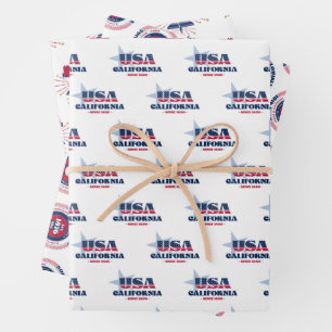 California, 50 States, Liberty Bell  Wrapping Paper Sheet