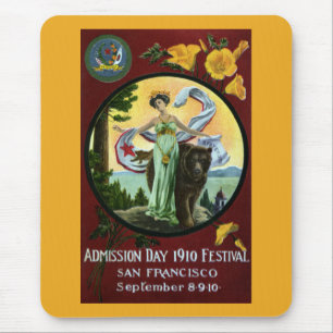 California Admission Day Festival Woman with Bear Mouse Pad