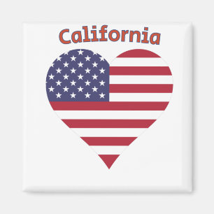 California American Flag Heart Magnet