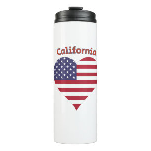 California American Flag Heart Thermal Tumbler