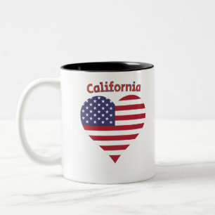 California American Flag Heart Two-Tone Coffee Mug
