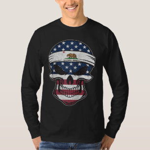 California American Flag Skull  State Flag Califor T-Shirt
