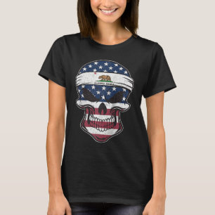 California American Flag Skull  State Flag Califor T-Shirt