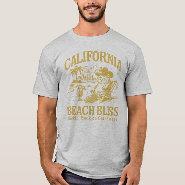 California Beach Bliss on Cali Shores T-Shirt (Front)
