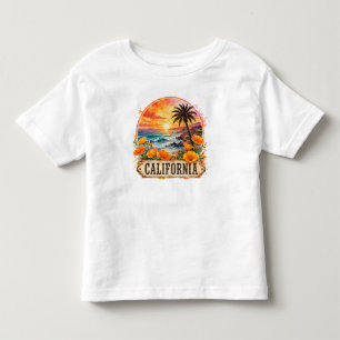 California Beach Flower Tropical Watercolor Design Toddler T-Shirt