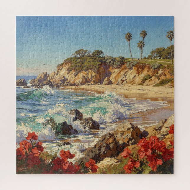  California Beach | Impressionist Coastal Art Jigsaw Puzzle (Vertical)