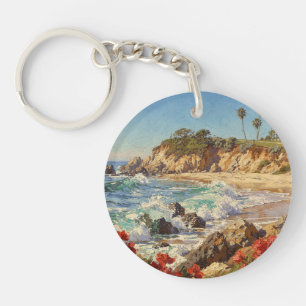 California Beach Impressionist Coastal Art Key Ring