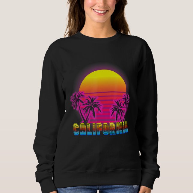 California Beach Life Electro Retro Sunset Love Ca Sweatshirt (Front)