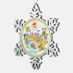 California Beach Life Snowflake Framed Ornament