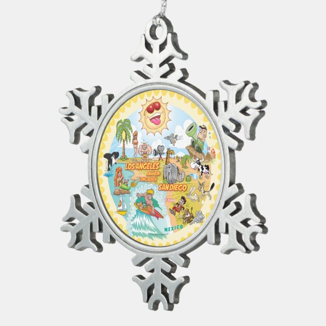 California Beach Life Snowflake Framed Ornament (Right)
