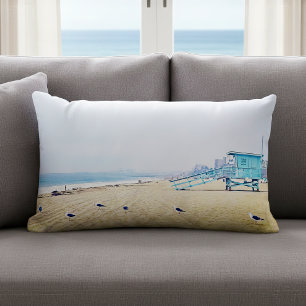 California beach ocean seagulls lifeguard booth lumbar cushion