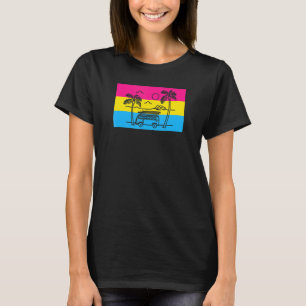 California Beach Palm Tree Van Pansexual Pride Fla T-Shirt