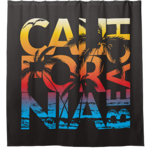 California Beach Poster Shower Curtain