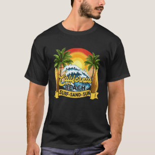 California Beach Surf Sand Sun Retro Summer Men W T-Shirt