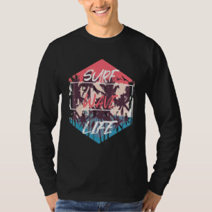 California Beach Surf Wave Life Summer Family Palm T-Shirt