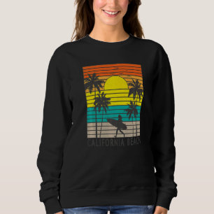 California Beach Surfer Girl Surfing Surf Palm Tre Sweatshirt