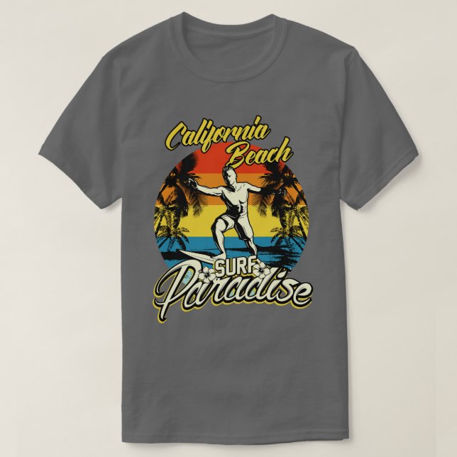 California Beach Surfing  T-Shirt (Design Front)